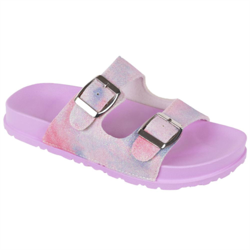 Elli by Capelli Girls Multi Color Glitter Slide Sandals