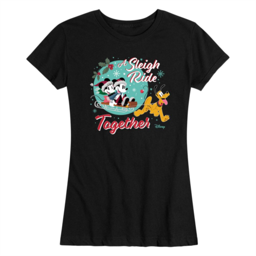 Disneys Mickey Mouse And Friends Womens Holiday Sleigh Ride Graphic Tee
