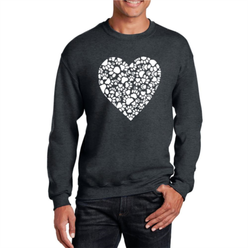 LA Pop Art Paw Prints Heart - Mens Word Art Crewneck Sweatshirt