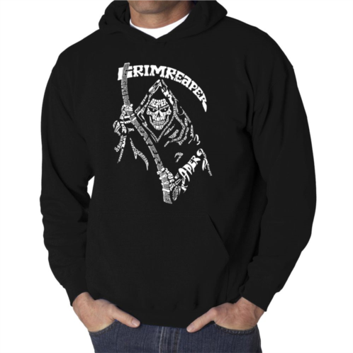 LA Pop Art Mens Word Art Hooded Sweatshirt - Grim Reaper