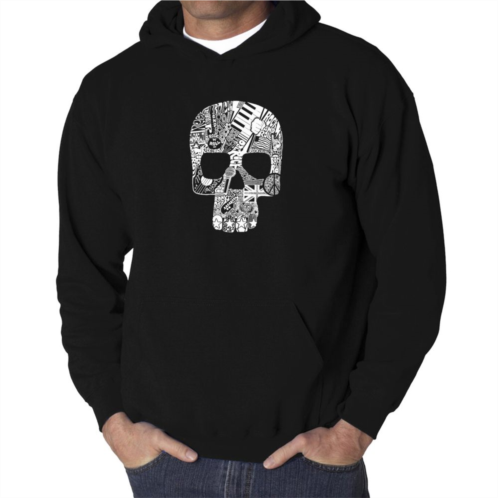 LA Pop Art Rock n Roll Skull - Mens Word Art Hooded Sweatshirt