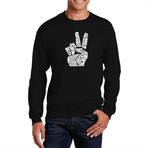 LA Pop Art Peace Fingers - Mens Word Art Crewneck Sweatshirt