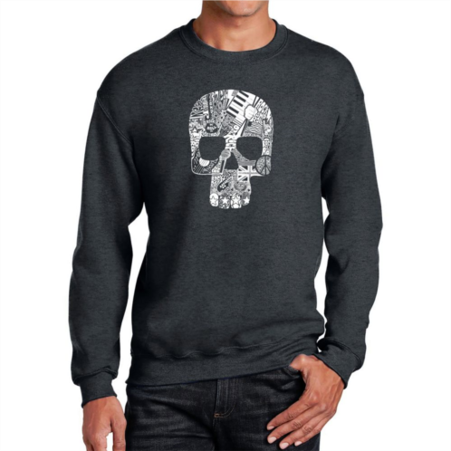 LA Pop Art Rock n Roll Skull - Mens Word Art Crewneck Sweatshirt
