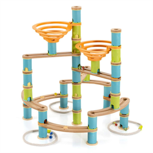 Slickblue 162 Pieces Wicker Marble Run Educational Learning Toy Set