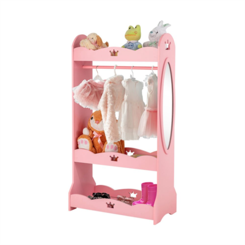 Slickblue Kids Pretend Costume Closet with Mirror-Pink