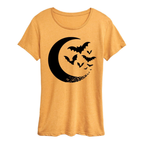 Licensed Character Womens Crescent Moon Bats Halloween Tee