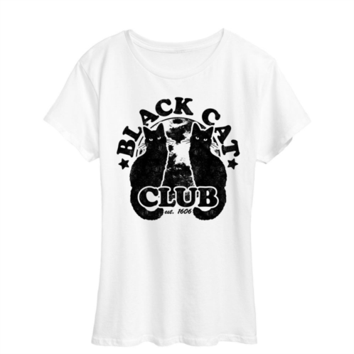 Licensed Character Womens Black Cat Club Halloween Tee