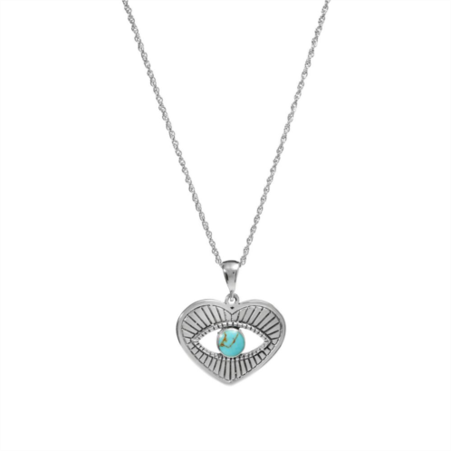 Athra NJ Inc Sterling Silver Simulated Turquoise Guard Eye Heart Pendant Necklace
