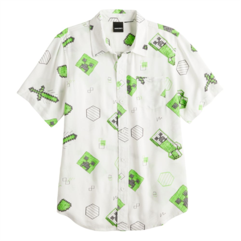 Licensed Character Boys 8-20 Minecraft Button-Up Shirt