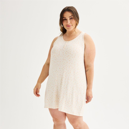 Plus Size Sonoma Goods For Life Henley Scoop Neck Scallop Nightgown