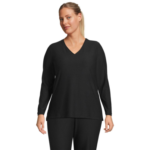 Plus Size Lands End Long Sleeve Performance V-Neck Top