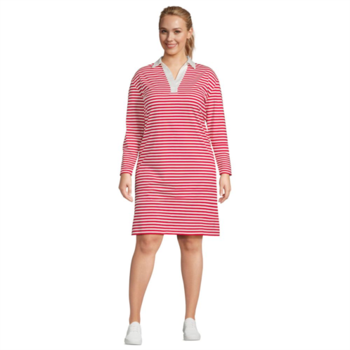Plus Size Lands End Long Sleeve Super-T Polo Shirt Dress