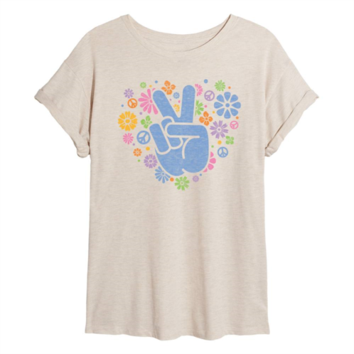 Licensed Character Juniors Peace Sign Hand Flowy Tee