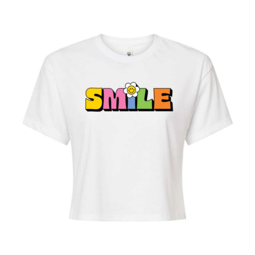 Licensed Character Juniors Colorful Smile Cropped Tee
