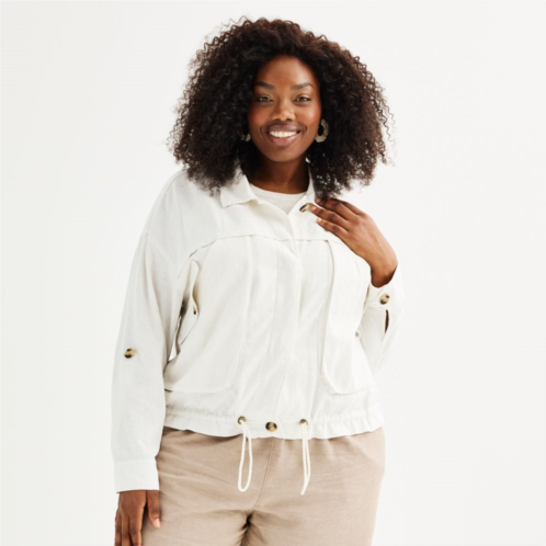 Plus Size Sonoma Goods For Life Linen-Blend Utility Jacket