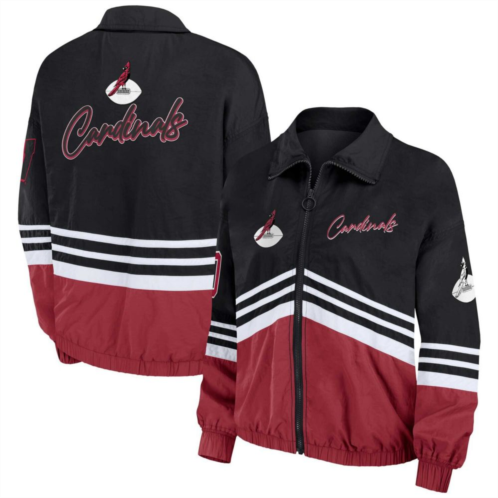 Womens WEAR by Erin Andrews Black Arizona Cardinals Vintage Throwback Windbreaker Full-Zip Jacket