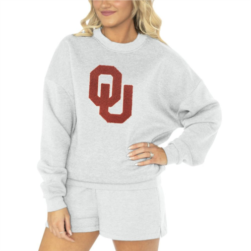 Unbranded Womens Gameday Couture Ash Oklahoma Sooners Team Effort Pullover Sweatshirt & Shorts Sleep Set