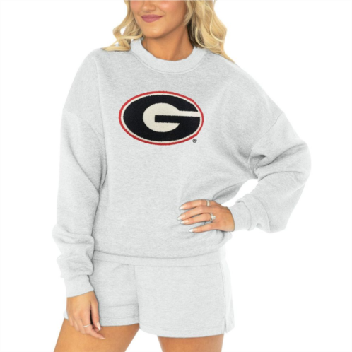 Unbranded Womens Gameday Couture Ash Georgia Bulldogs Team Effort Pullover Sweatshirt & Shorts Sleep Set