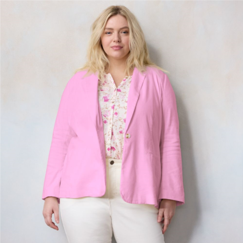 Plus Size LC Lauren Conrad Notched Collared Bell Sleeve Blazer Jacket
