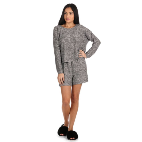 MeMoi Womens Hacci Matching Short and Long Sleeve Pajama Set