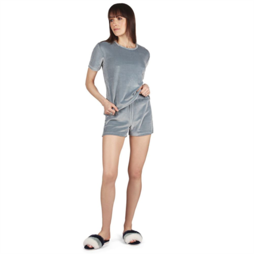 MeMoi Womens Soft Velour Matching Shorts and T-Shirt Set