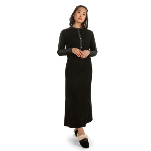 MeMoi Womens Modest Long Placket Ankle-Length Cotton Blend Gown