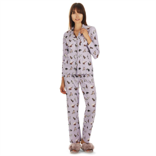 MeMoi 2 Piece Womens Crazy Cats Cotton Blend Pajama Set