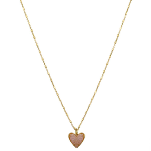 Love This Life 14k Gold Flash-Plated Light Pink Crystal Heart Pendant Necklace