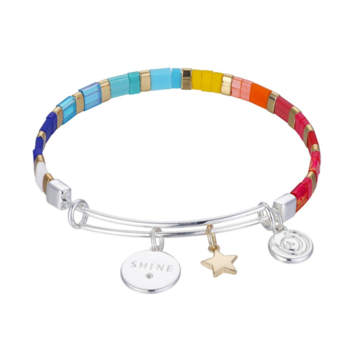 Love This Life Two-Tone Multicolor Shine Star Bangle Bracelet
