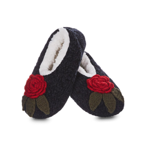 MeMoi Womens Winter Rose Chenille Plush Lined Slippers