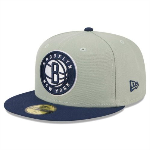 Mens New Era Sage/Navy Brooklyn Nets Two-Tone Color Pack 59FIFTY Fitted Hat