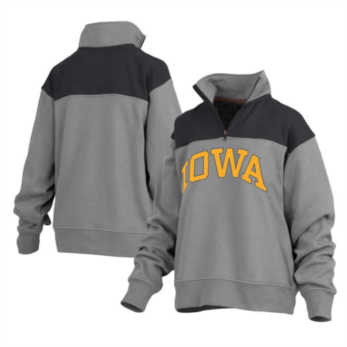 Unbranded Womens Pressbox Gray Iowa Hawkeyes Avon Fleece Quarter-Zip Jacket