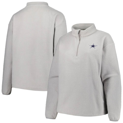 Unbranded Womens Profile Gray Dallas Cowboys Plus Size Sherpa Quarter-Zip Jacket