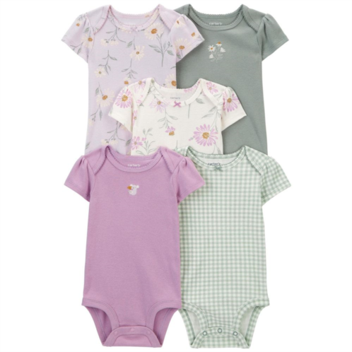 Baby Carters Floral Short-Sleeve Bodysuits 5-Pack
