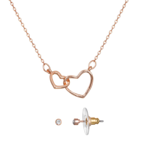 LC Lauren Conrad Interlocked Heart Necklace and Stud Earring Set