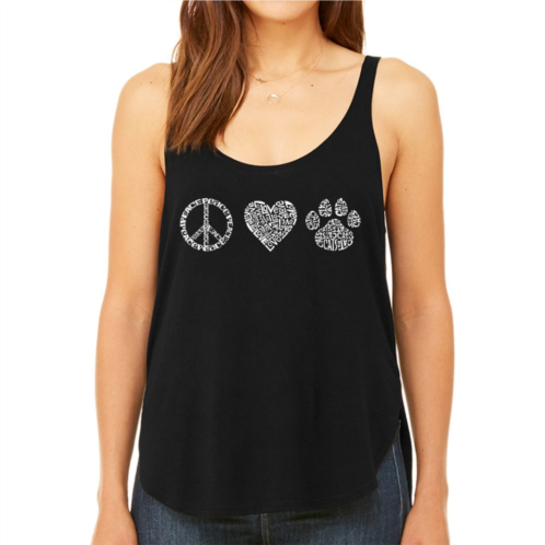 LA Pop Art Peace Love Cats - Womens Word Art Flowy Tank Top