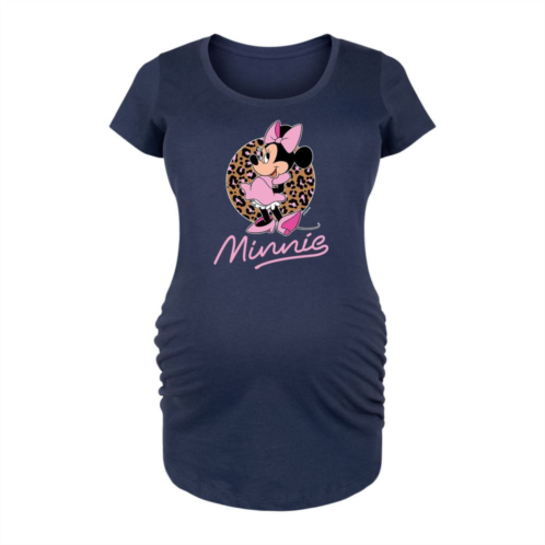 Disneys Minnie Mouse Maternity Leopard Print Graphic Tee