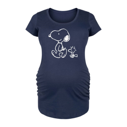 Licensed Character Maternity Peanuts Snoopy Woodstock Walk Graphic Tee