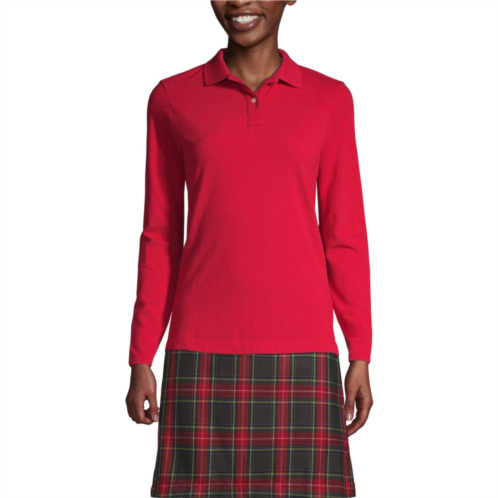 Womens Lands End School Uniform Long Sleeve Mesh Polo Shirt