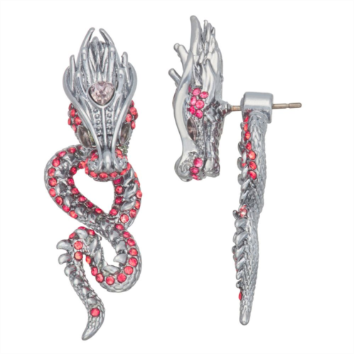 Simply Vera Vera Wang Silver Tone Coral Simulated Crystal Dragon Front-to-Back Drop Earrings