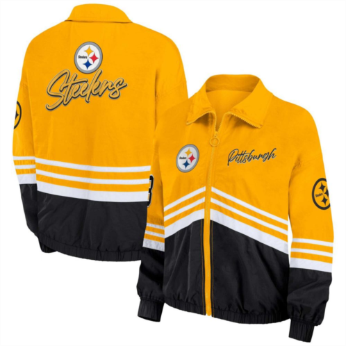 Unbranded Womens WEAR by Erin Andrews Gold Pittsburgh Steelers Vintage Throwback Windbreaker Full-Zip Jacket