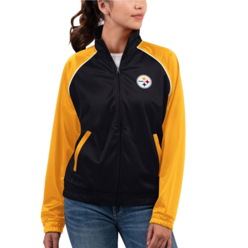 Womens G-III 4Her by Carl Banks Black Pittsburgh Steelers Showup Fashion Dolman Full-Zip Track Jacket