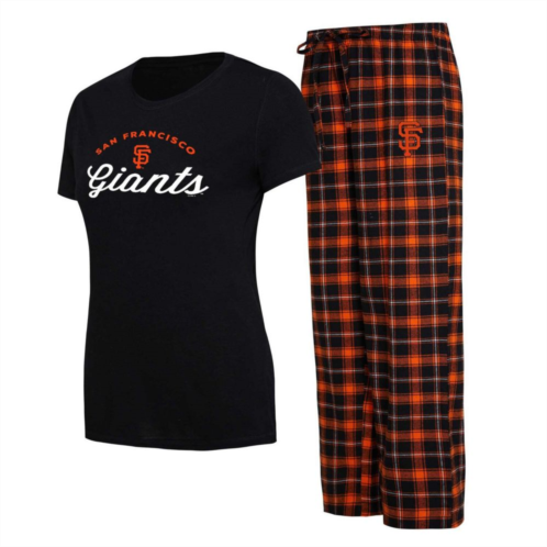 Unbranded Womens Concepts Sport Black/Orange San Francisco Giants Arctic T-Shirt & Flannel Pants Sleep Set