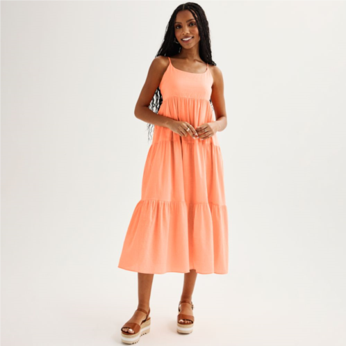Juniors SO Bow Accent Tiered Midi Dress