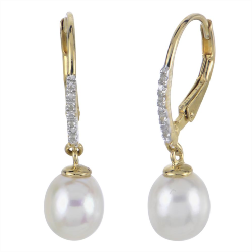 PearLustre by Imperial ?14K Gold Plated Freshwater Cultured Pearl & White Topaz Earrings