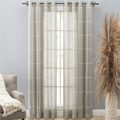 Ricardo Trading Horizon Stripe Textured Semi-Sheer Grommet Curtain Panel