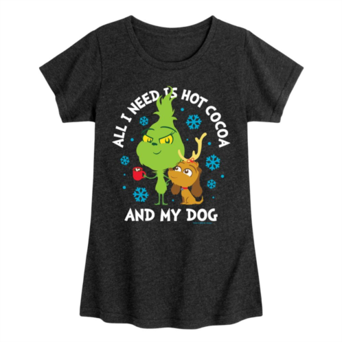 Licensed Character Girls The Grinch Hot Cocoa And My Dog Graphic Tee