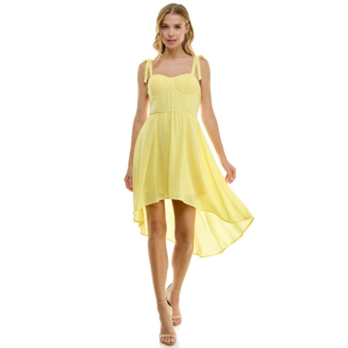 Juniors Lily Rose Tie Shoulder Molded Cup High-Low Dress
