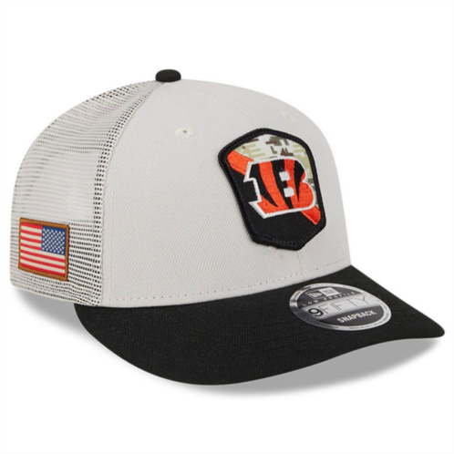 Mens New Era Stone/Black Cincinnati Bengals 2023 Salute To Service Low Profile 9FIFTY Snapback Hat