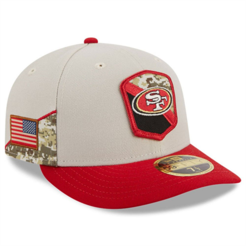 Mens New Era Stone/Scarlet San Francisco 49ers 2023 Salute To Service Low Profile 59FIFTY Fitted Hat